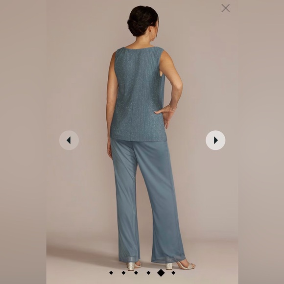 3 piece rhinestone trimmed chiffon pantsuit. Mother of the Groom/Bride outfit. - Picture 4 of 14